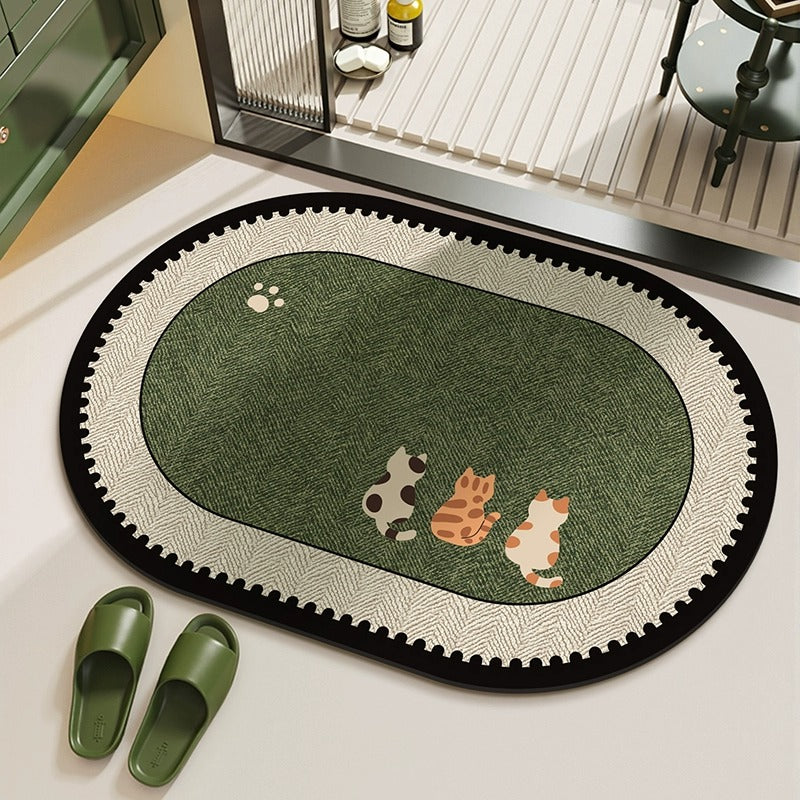 Stone Bath Mat Vintage Cartoon Diatomite Non-Slip | SouthCaf