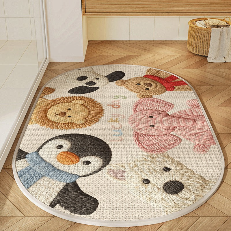 Animal Bath Mat Non-Slip Quick Dry Absorbent Bathroom Rug