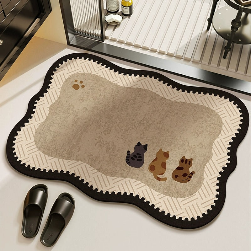 Stone Bath Mat Vintage Cartoon Diatomite Non-Slip | SouthCaf